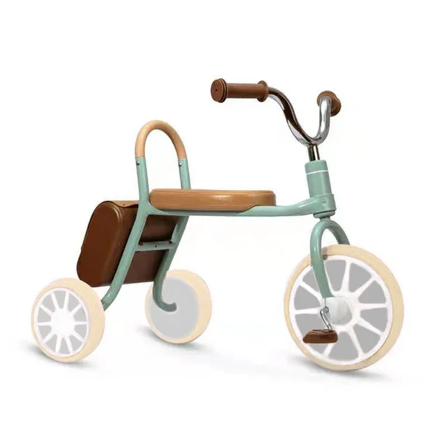 DokiToy Creative and Interesting Children's Tricycle Pedal 1-3-6 Years Old Baby Bicycle Retro Tricycle With Leather Bag Stroller 4