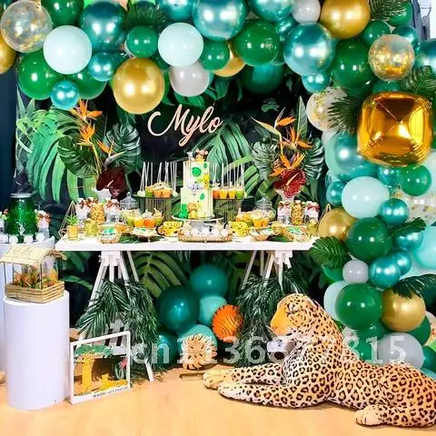 

Balloon Arch Garland Kit Birthday Party Decoration Kids Latex Foil Balloon Green Wild One Jungle Safari Party Baby Shower