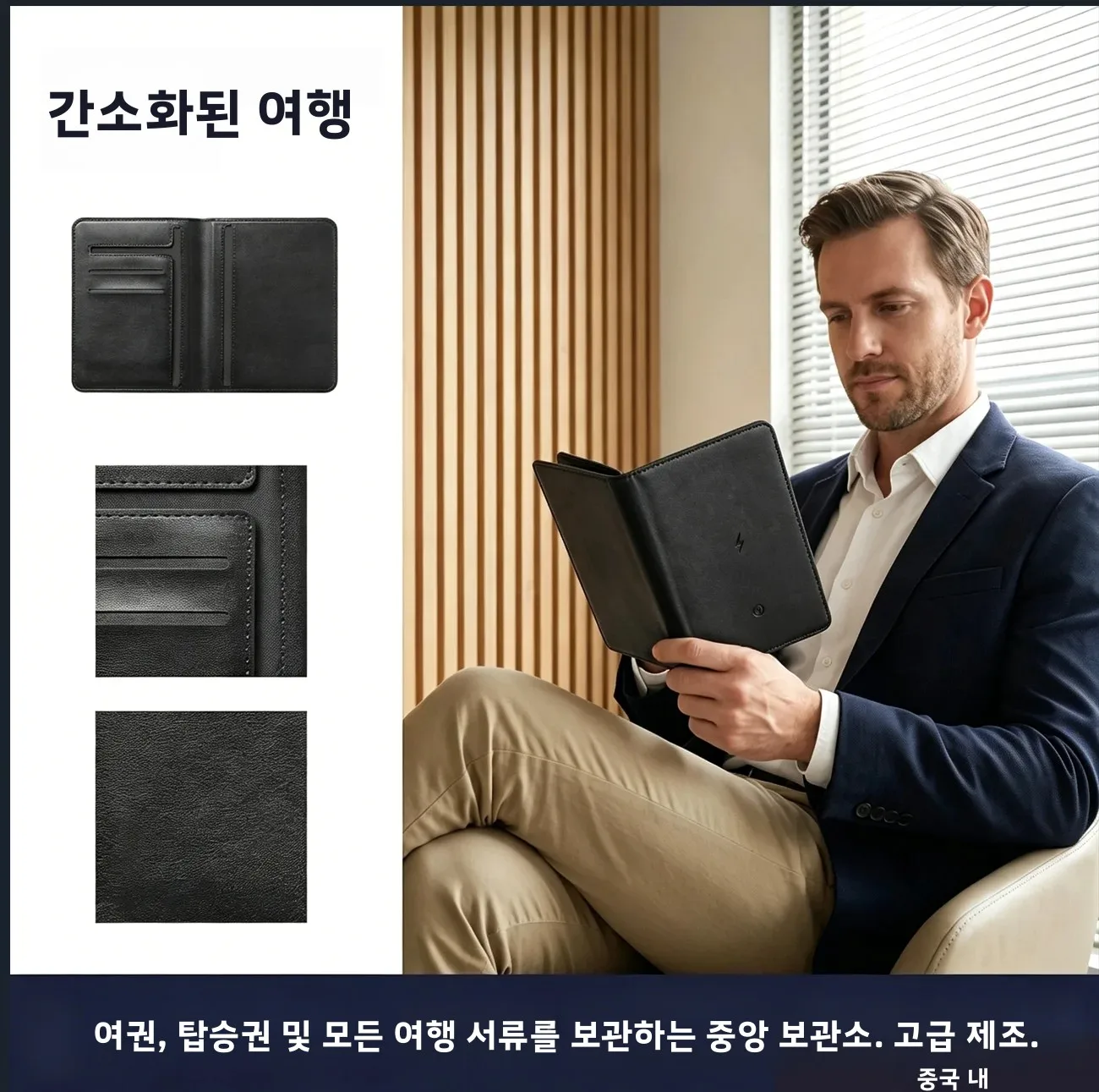 원터치 위치추적 무선 충전 스마트 여권 홀더 커버 위치확인 장치 GPS 추적 가능 여권 지갑 (애플 나의 찾기 기능 호환)