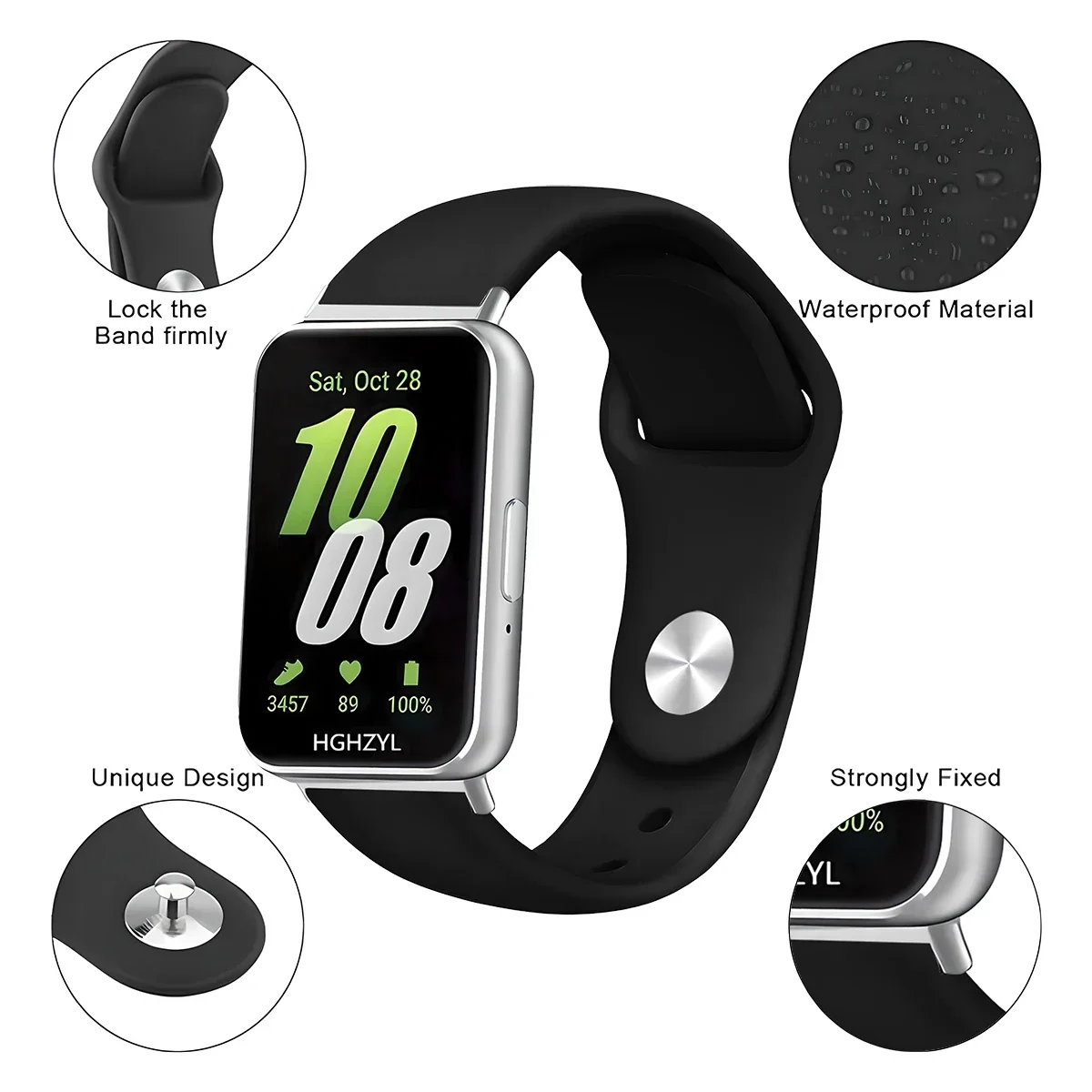 Silicone Sport Strap for Fitness Tracker - Replacement Watchband Accessory