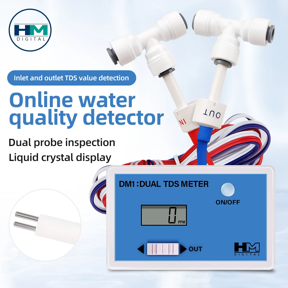 

TDS EC Water Quality Detector DM1/DM2 Drinking Water Pool Test Pen 0-9990PPM/us PH Meter Water Quality Monitor Online