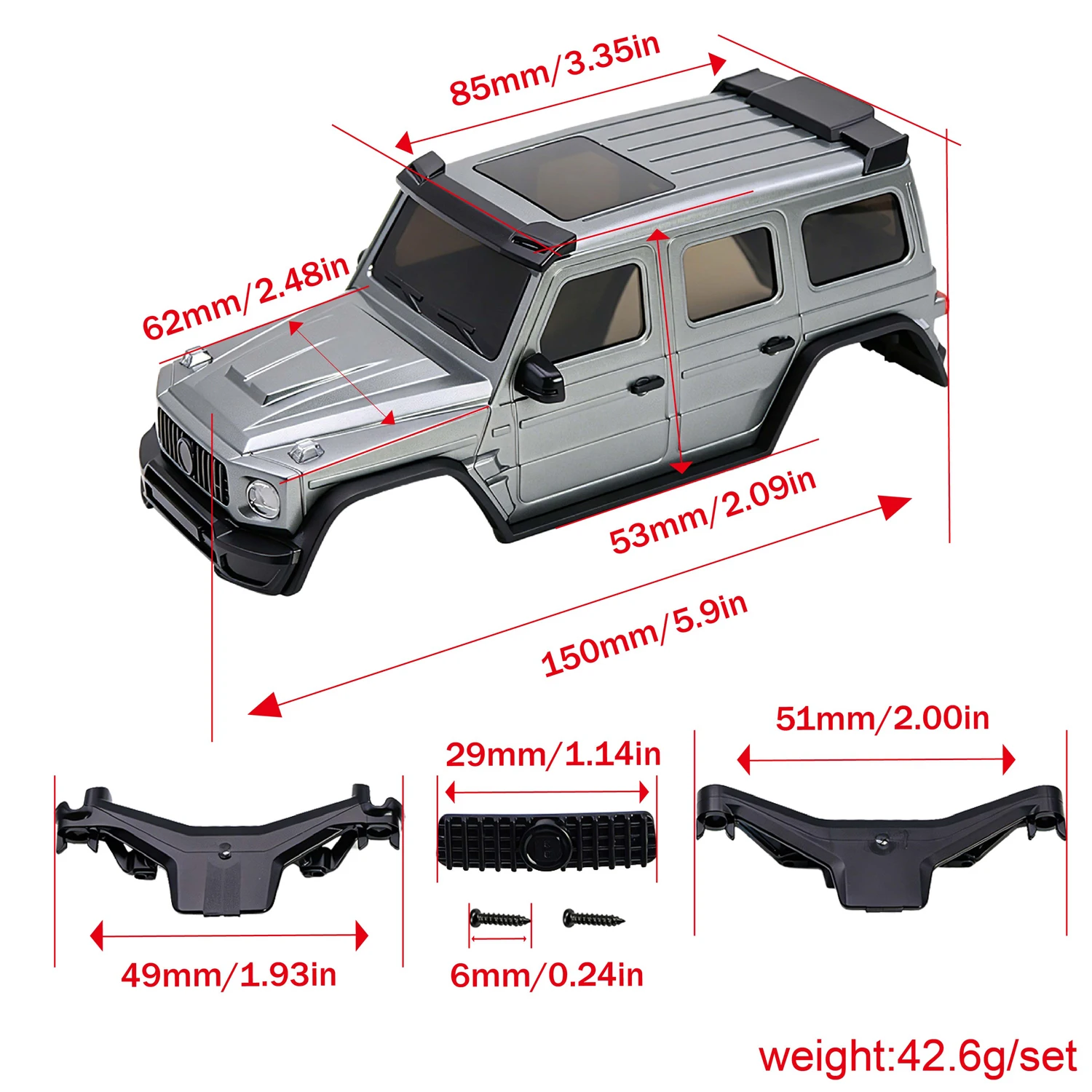 AXIAL SCX30 플라스틱 도색되지 않은 바디 쉘(라이트 버킷 마운트 포함) 1/30 RC 크롤러 DIY 업그레이드용 스페어 타이어 마운트