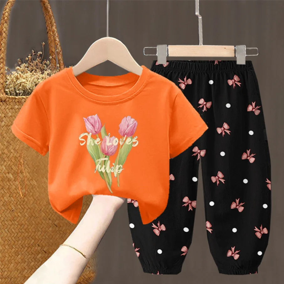 Chic Summer Set: Cute Fashion T-shirt & Pants