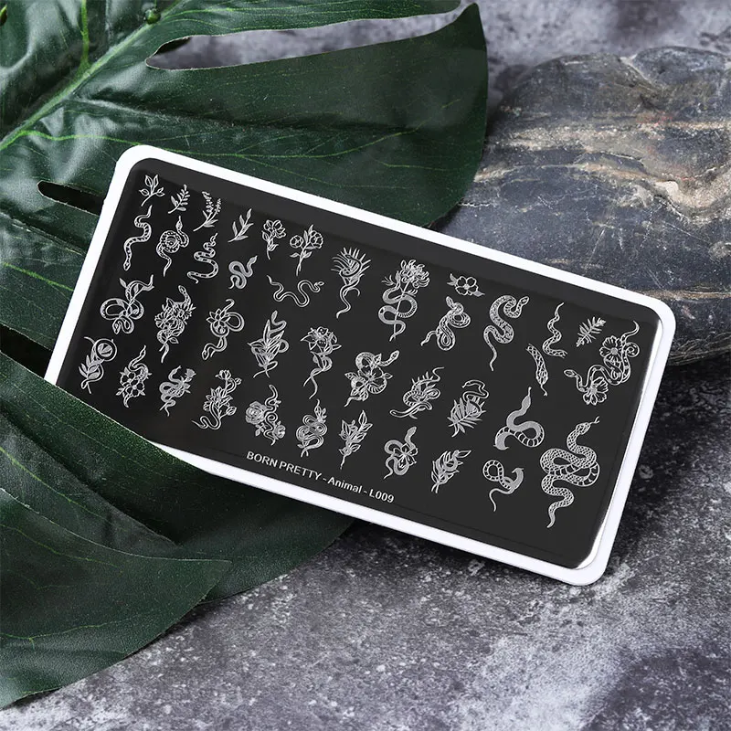 BORN PRETTY Snake Pattern Stamping Plates For Nails Stainless Steel Rectangle Nail Art Template Christmas Artist  Animal-L009 3