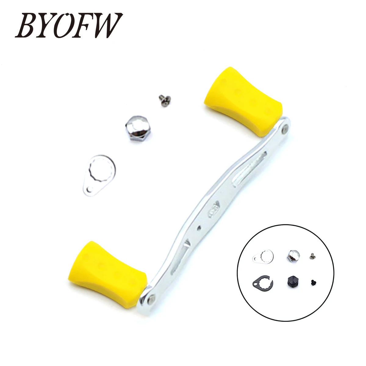 BYOFW 100mm Repair Aluminum Alloy Casting Fishing Reel Handle Rubber Knobs  For Abu Garcia Daiwa Hole 8*5mm Replacement Accessory