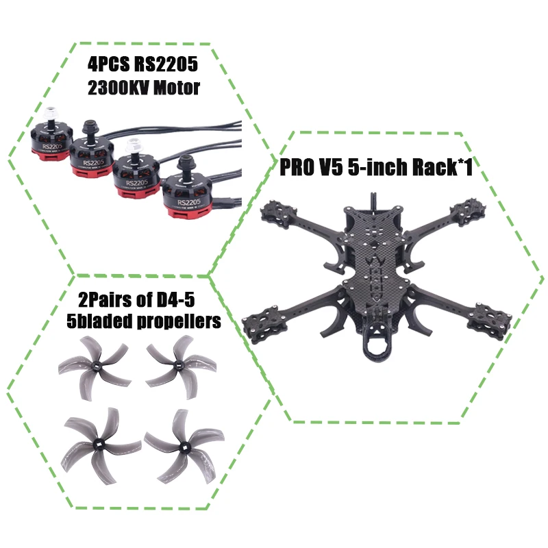 รูปสินค้า ชุดโครงโดรนคาร์บอน 5 นิ้ว สำหรับแข่งขัน FPV