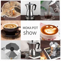 Pot Moka en aluminium avec brûleur électrique, cafetière supérieure, percolateur à expresso, bouilloire chauffante pour la maison, 150, 300, 600 5