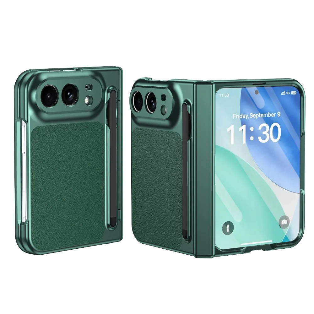 Leather Phone Case with Hinge Protection & Built-in Screen Protector