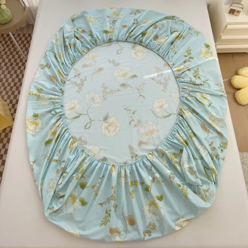 100%Cotton Bed Sheets Flower Printed Fitted Sheets for Bed sábanas para camaQueen/King Bed Sheet Cotton(without pillowcase) 6