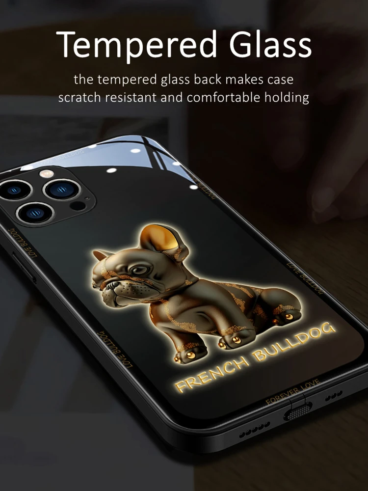 Cute French Bulldog LED Light Glowing Luminous Phone Case Birthday Gift for iPhone 11 12 13 14 15 X Xs Mini Pro Max Plus Cover
