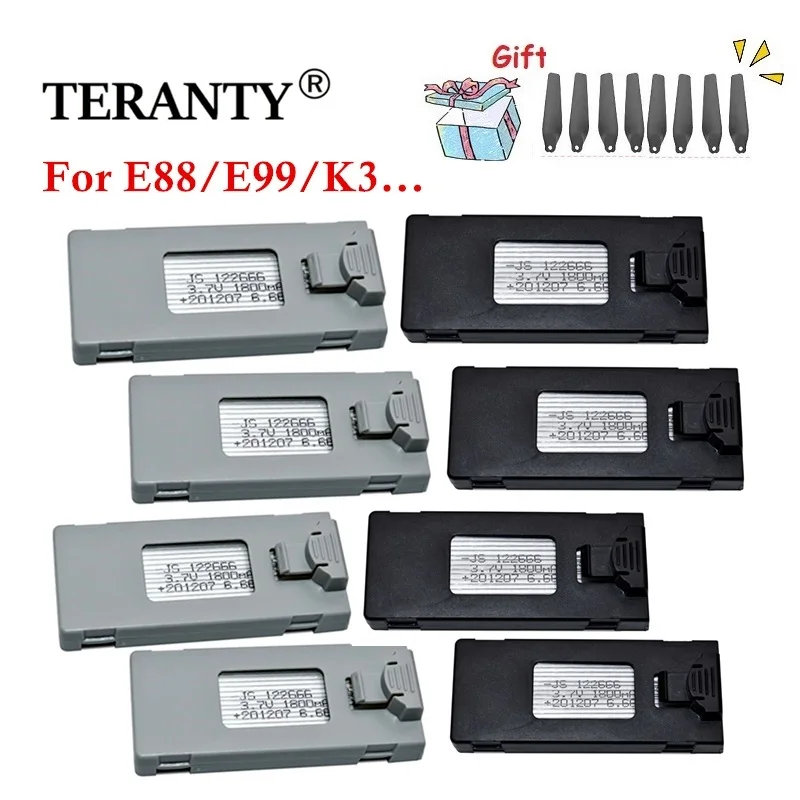 RC Drone Battery For E88 E99 E88PRO Ls-E525 E99PRO K3 Battery 3.7V 1800Mah Quadcopter Helicopter Mini Uav Drone Battery Original 1 RC Drone Battery For E88 E99 E88PRO Ls-E525 E99PRO K3 Battery 3.7V 1800Mah Quadcopter Helicopter Mini Uav Drone Battery Original