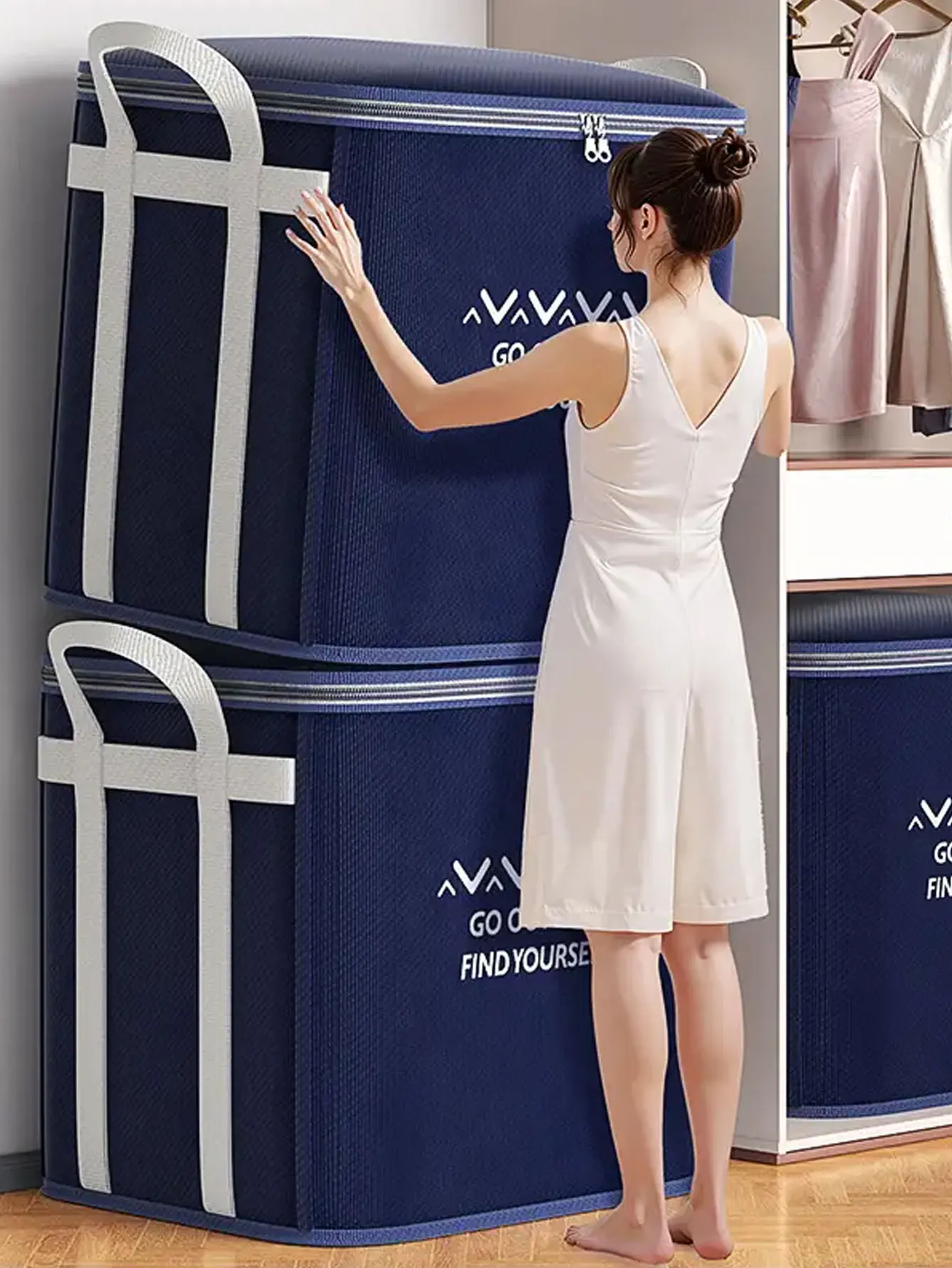2PCS Seasonal Storage Bag Quilt Large Capacity Thickened Moving Quilt Bag Moisture proof Clothing Sorting Storage Box
