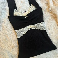 Haut court rétro Y2k des années 00, vêtements Coquette des années 90, Vintage, garniture en dentelle la plus mignonne, Camis pour femmes, esthétique Grunge, Slim Fit, gilet de lait 1