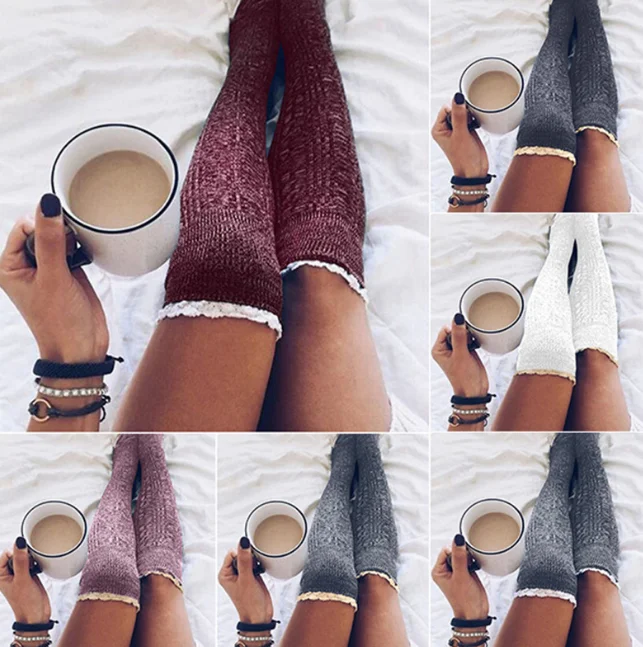 Women Socks Fun Gifts Female Socks Lace Long Tube Cotton Casual Fashion Socks