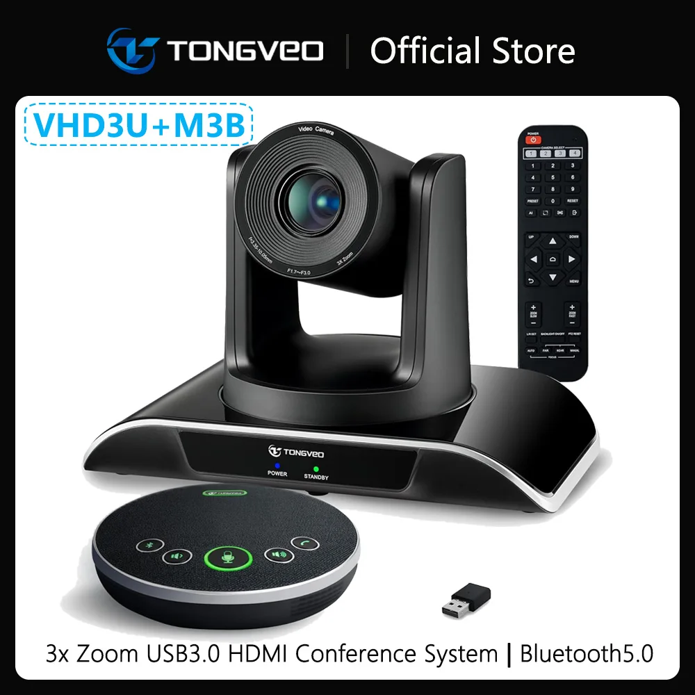 All-in-One USB3.0 HDMI Conference Room Camera System HD 1080P 60fps 3X Zoom PTZ Confereence Camera and Bluetooth Speakerphone