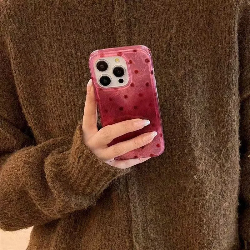 Raspberry Red Polka Dot Clear Hard Phone Cover