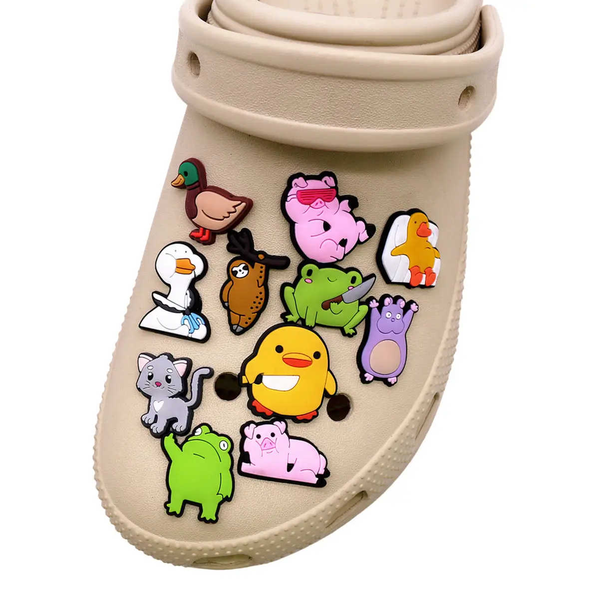 Shoe Charms 1pcs Cartoon Animals Duck Penguin Frog Bear Pig PVC Shoe Upper Accessories