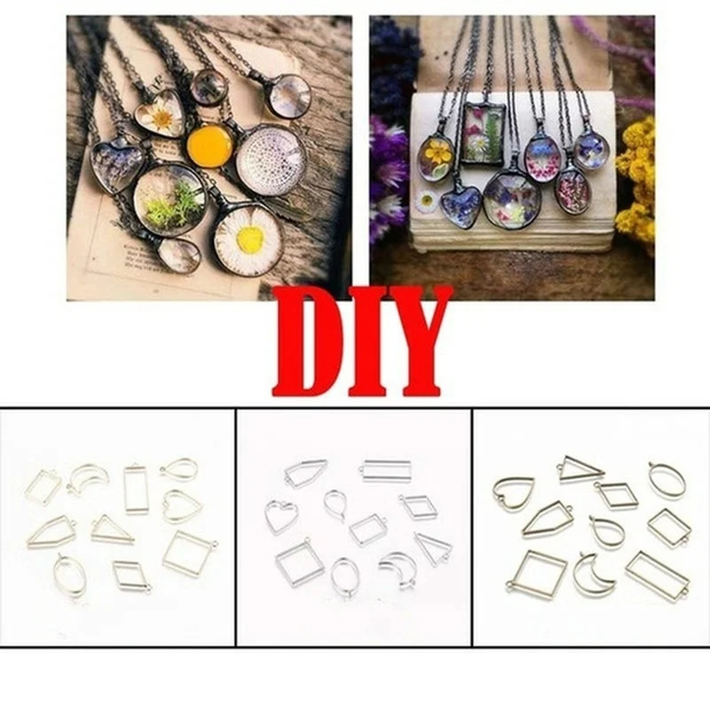 WEKAMOS 50-teiliges Set Schmuckrahmen - Goldene Leer-Anhänger Für DIY Harz-Schmuck