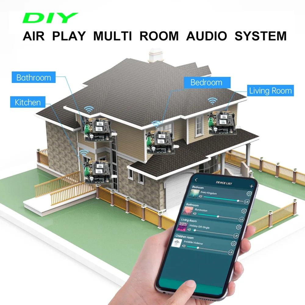 Y22A-2 1개의 Wi-Fi 블루투스 하이파이 블루투스 5.0 오디오 수신기 보드 모듈 오디오 수신기