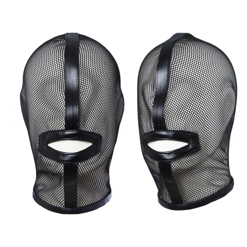 Erotische lederen netmasker met mondopening voor bondage_voghion.com