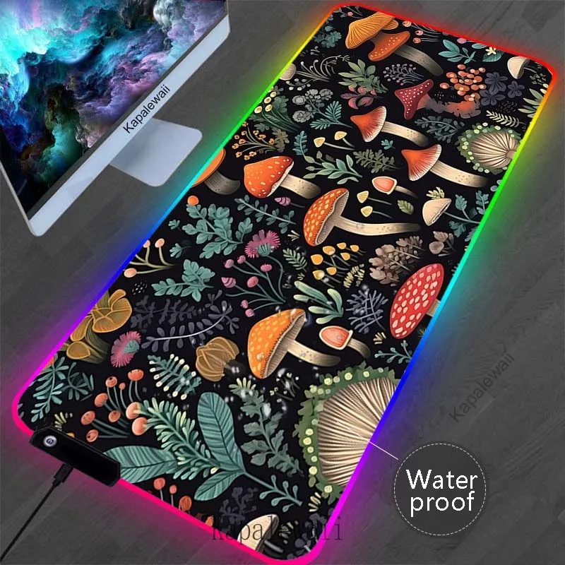 

RGB Backlight Flower Mouse Pad LED Satoru Gojo Mousepad Waterproof Desk Mat Gamer Keyboard Pads XXL Gaming Accessories Mousepads