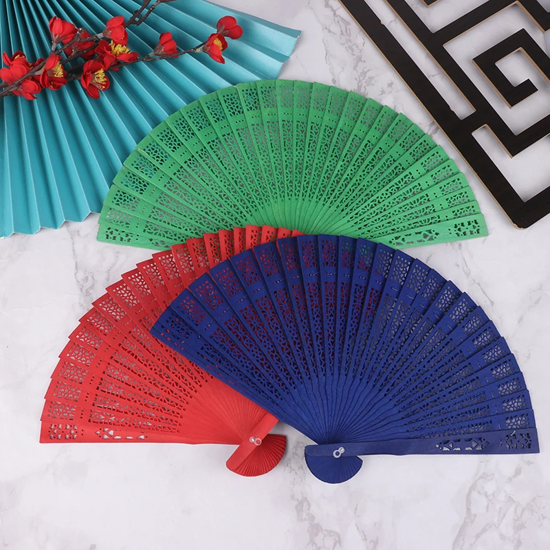 Fashion Wedding Hand Carved Folding Fan Chinese Wooden Fan Vintage Hollow Antiquity Folding Gifts 1pc folding fan hand fan wooden hand fan
