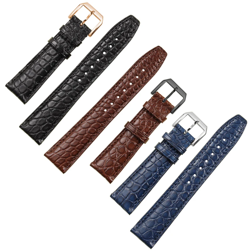 

high quality 20 21 22mm black brown blue stone texture crocodile watchband for IWC pin buckle alligator strap with logo