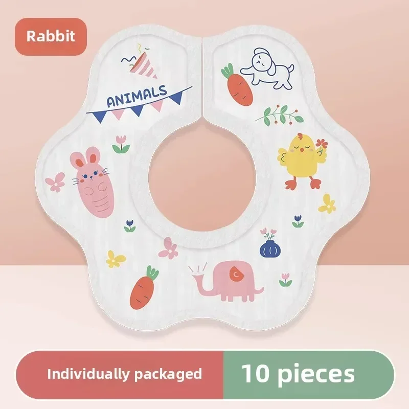 A pack of 10 disposable bibs, baby drool towel, waterproof 360 degree anti spitting gauze, newborn neck scarf