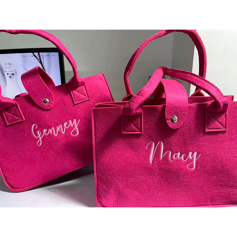  Personalised Pink Color Name with Butterflies Tote Bag