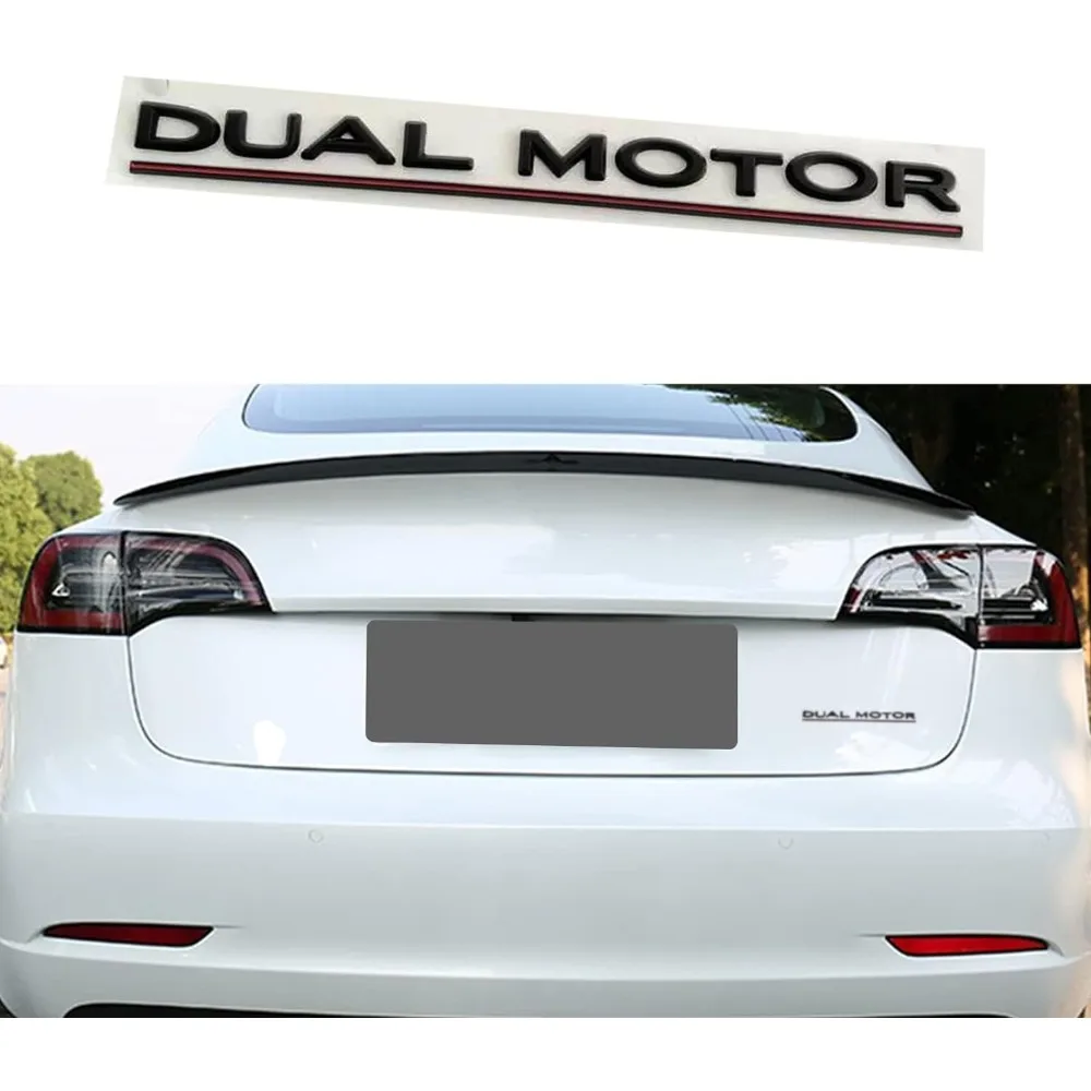 Dual Motor Badge Emblem Sticker Plaid Decor Compatibile Per Accessori Tesla Model 3 Y X S