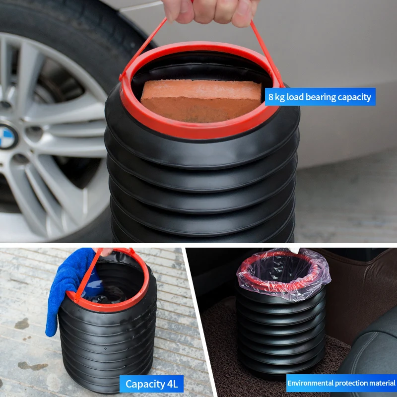 Car Trash Can Foldable Storage Box for Auto Interior
