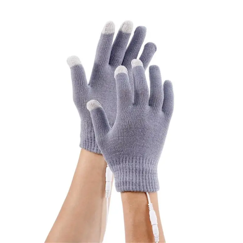 1Pair USB Heated Gloves For Men Women Warm Portable Knitting Heating Mittens Hands Warmer Touch Screen Ski Accessories 5