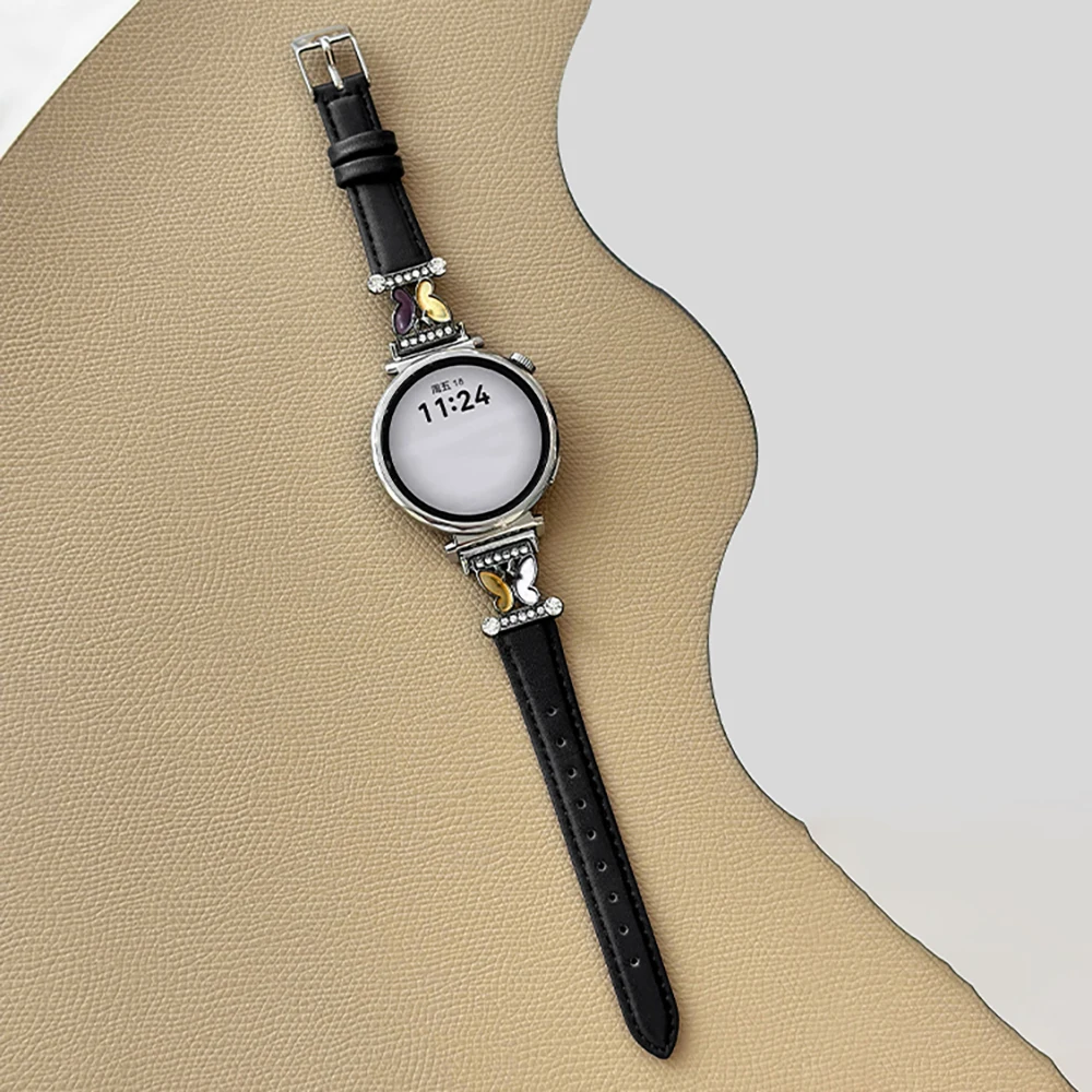 Korean Cute Colored Butterfly Leather Watch Strap – Stylish Girl Wrist Bracelet