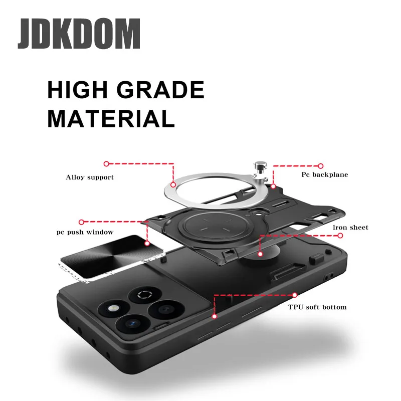 JDKDOM Shockproof Magnetic Stand Phone Case Cover