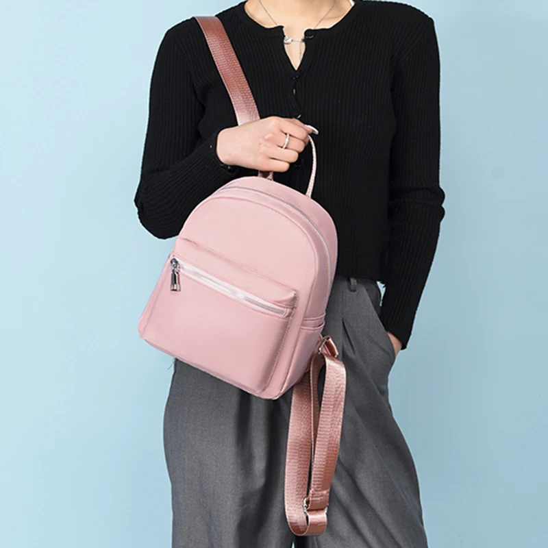 

New Waterproof Oxford Backpack For Women Quality School Bags Female Solid Color Travel Small Bag Women Multi-Function Bags