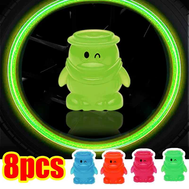 

Round Cap Penguin Glow in The Dark Valve Caps Multicolor Fluorescent Luminous Decorative Tire Wheel Styling automotive Parts