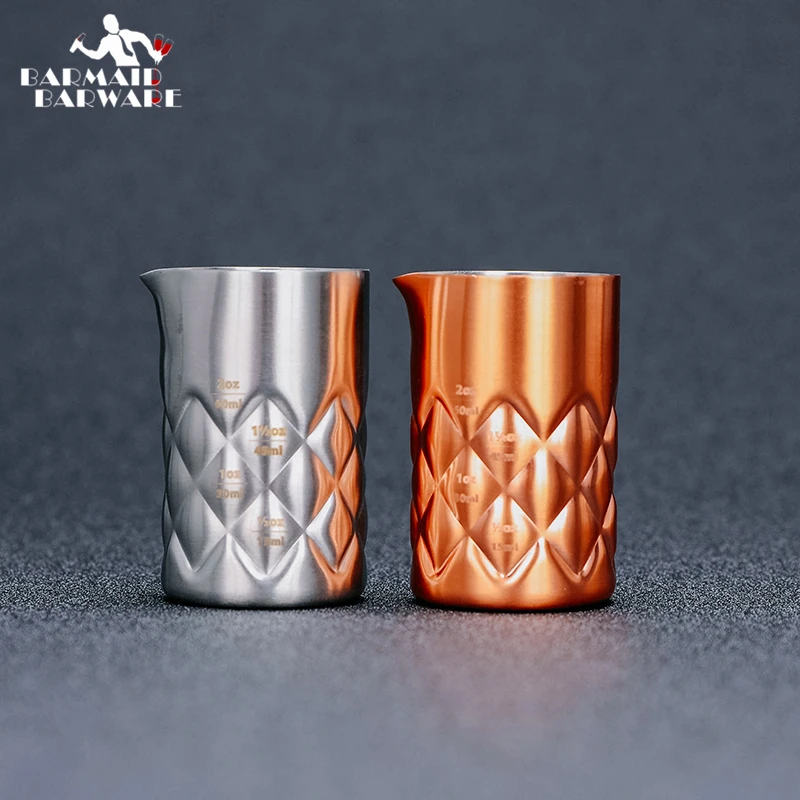 100ml 304 Measuring Cup Tools Bar Measure Cocktail Jigger - Metal Bar Spirit Measure with Pour Spout Silver/Copper