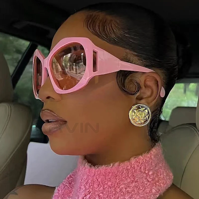 Fashion Oversized Cat Eye Pink Y2K Sunglasses Women Vintage Brand Punk Sun Glasses For Female Big Frame Shades UV400 Eyewear