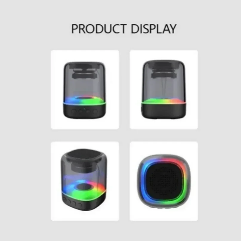 Portable Bluetooth 5.0 Speakers RGB Light HD Sound Mini Desktop Wireless Speaker Soundbar Loudspeaker For Home Party Outdoor