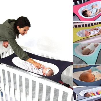 Amaca per neonato Lettino per neonato per neonato Lettino staccabile sicuro Culla Altalena Paraurti in rete elastica regolabile nel culla