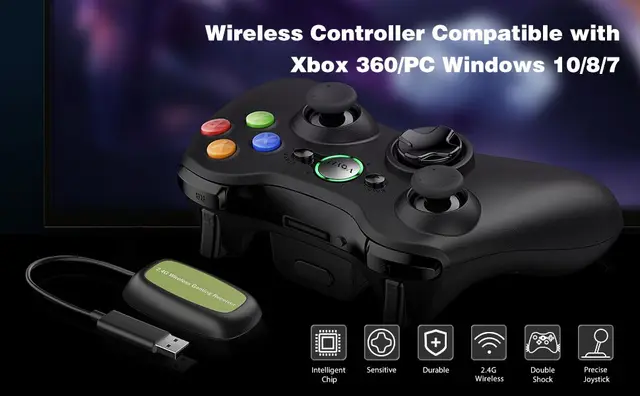 Mando Inalámbrico 2,4g Para Xbox 360, Controlador Receptor Para Microsoft Xbox  360, Joystick Para Pc Win7/8/10 - Mandos Para Videojuegos - AliExpress