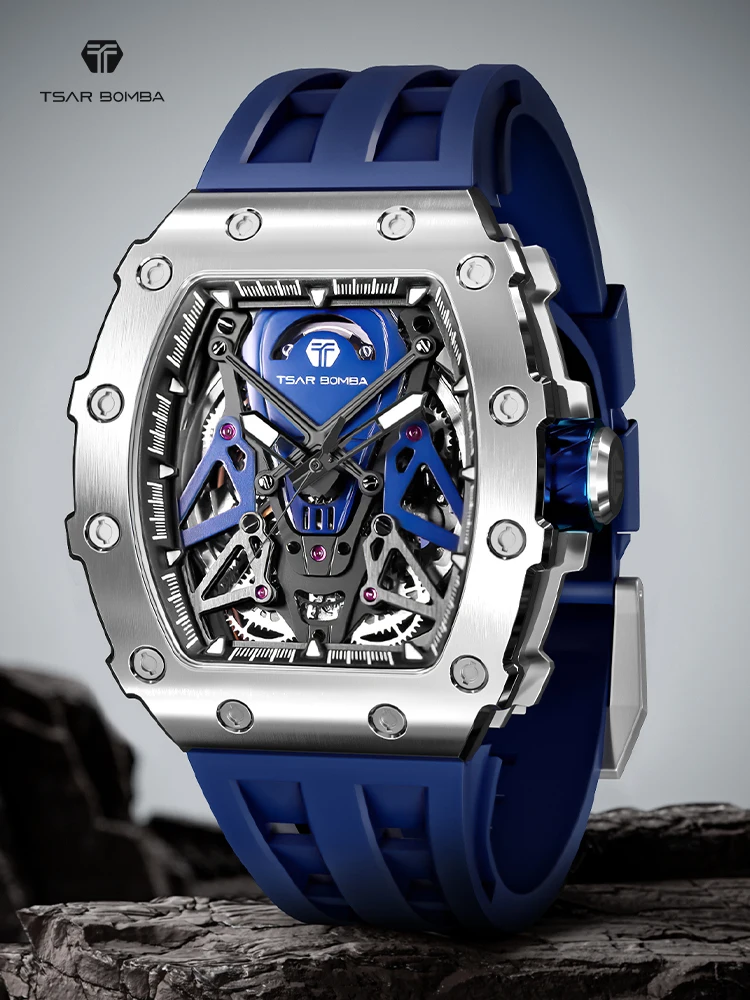 TSAR BOMBA Automatic Watches for Men Luxury Sapphire Mens Mechanical Wristwatch Waterproof Clock