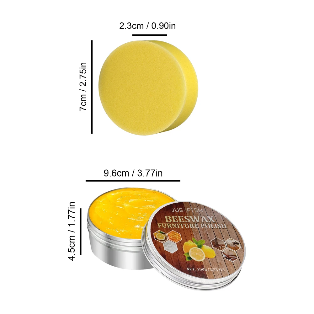 Beeswax Furniture Polishing Oil Waterproof Wood Door Maintenance Wax with Sponge Wood Seasoning Beewax for Cabinets Stairs 100g