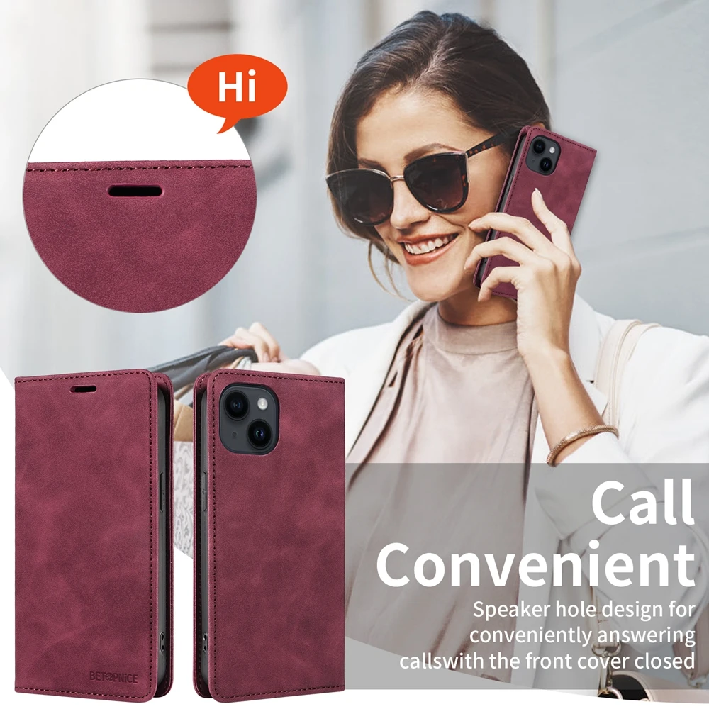 RFID Blocking Magnetic Wallet Phone Case - Leather Cover
