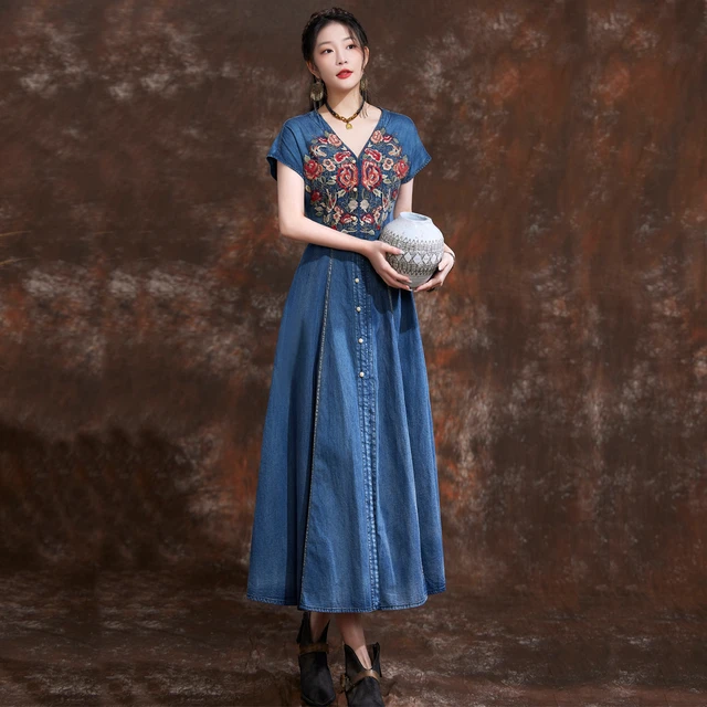 Stylish Womens Denim Denim Shirt Dress With Turn Collar, Rivet Detailing,  And Long Sleeves X0521 From Musuo01, $17.52 | DHgate.Com