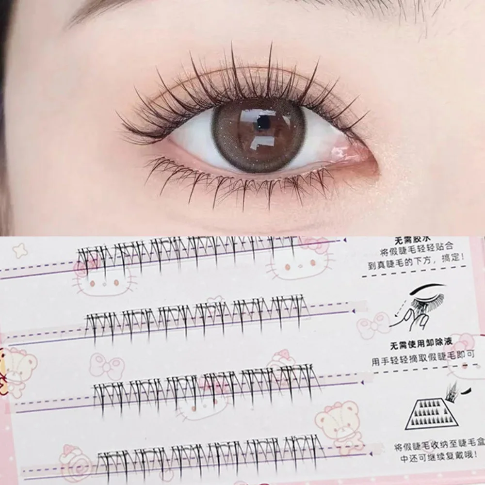 New Small Flame Lower Eyelashes 6 Rows Segmented Natural Mother Feeling Fake Eyelash Single Cluster Transparent Stem Lashes