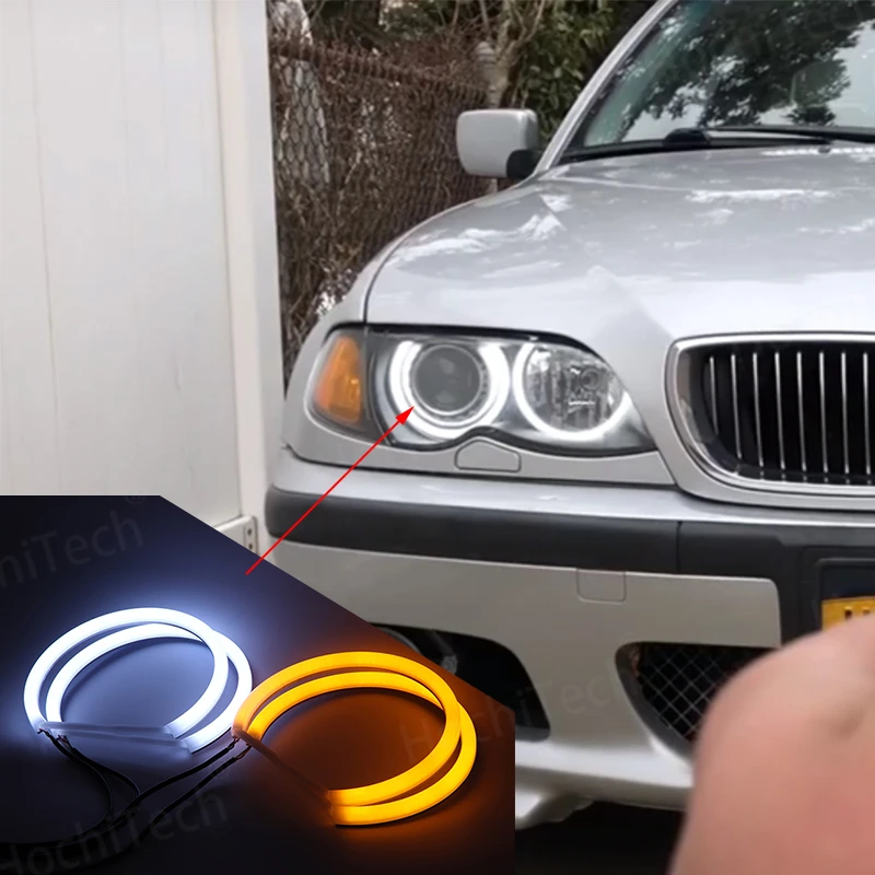 

WHITE LED Headlight Halo Angel Demon Eyes Kit angel eyes light for BMW 3 series E46 sedan touring wagon coupe compact 1998-2005