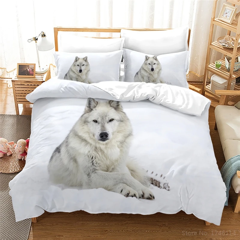 

Wolf In The Snowfield Bedding Set 3D Printed Animal Duvet Cover Set Comforter Cover with Pillowcase Set Home Textile Bedclothes