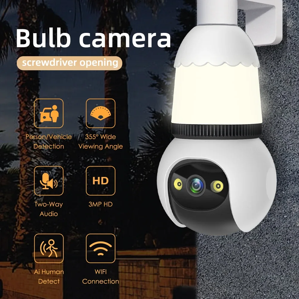 

Tuya Wifi 4MP E27 Bulb Camera 360° Panoramic Surveillance Camera LED Lamp Home Security Baby Monitor Color Night Vision IP Cam