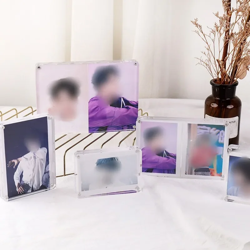 Transparent Acrylic Photo Frame Magnetic Double Sided Display Board Clear Crystal Poster Desk Show Stand Desktop Home Decorate